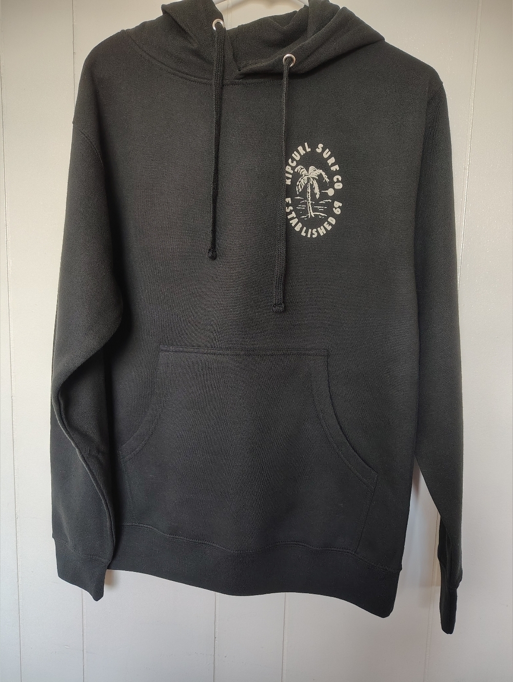 Rip Curl Black Hooded Pullover with Chest Surf Logo Size S